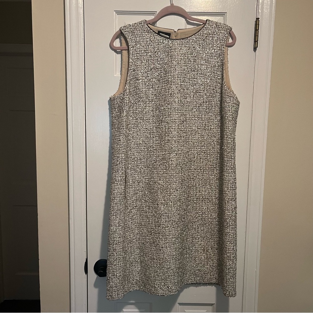 Les Copains Made In Italy Shift Dress With Metallic Detail, Size It 50/US 14